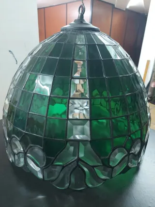 Lámpara de techo de cristal verde