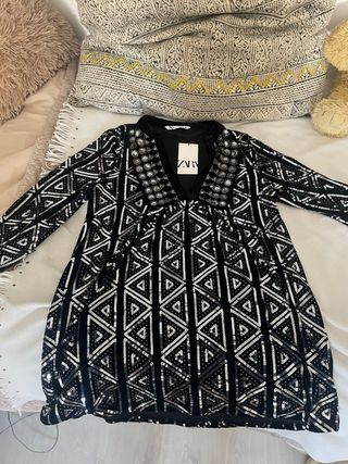 Vestito Zara a paillette nere taglia M