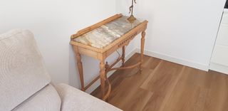 Consola madera y mármol 98x80x37