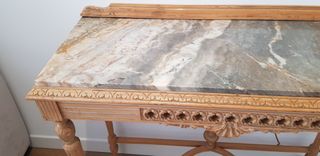 Consola madera y mármol 98x80x37