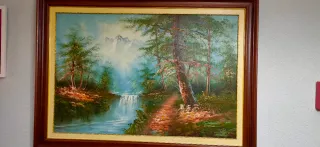 Cuadro paisaje cascada montañas