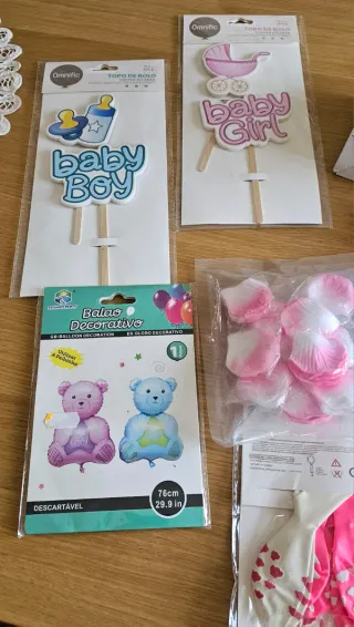 Lote artículos fiesta baby shower, revelacion .