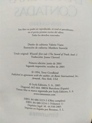 Lote 1 a 8 La Espada de la Verdad (Terry Goodkind)