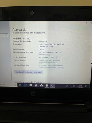 HP Mini 110-3100 Portátil Negro