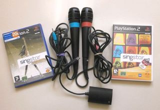 Pack Singstar PS2 con 2 Micrófonos y 2 Juegos Play