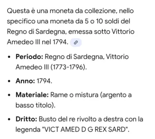 Moneta 1794 Regno Sardegna