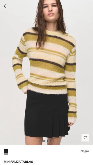 Falda Mango Negra Plisada Talla S