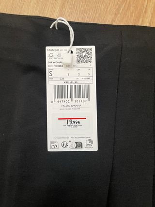 Falda Mango Negra Plisada Talla S