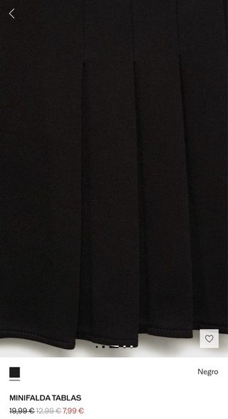 Falda Mango Negra Plisada Talla S