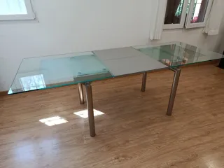 Mesa cristal moderna extensible