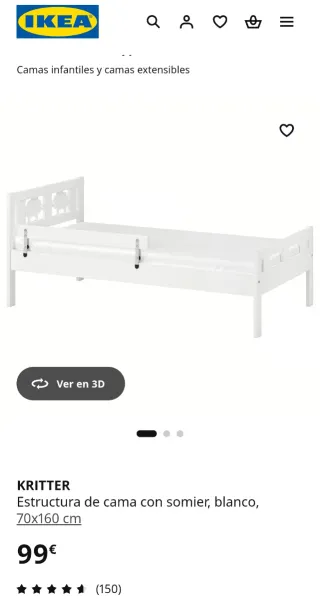 Cama infantil blanca con diseño de ovejas