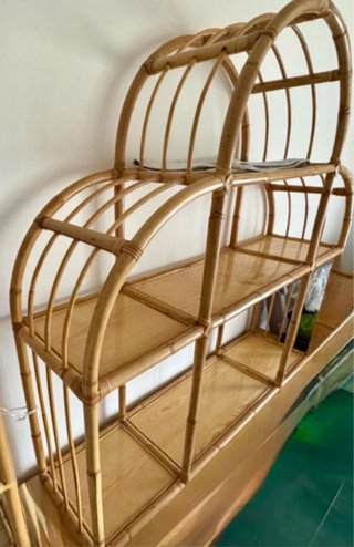 Libreria scaffale vintage bohemienne rattan