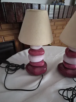 Lámparas de mesa cerámica rosa y beige