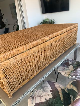 Baúl mimbre y madera gran capacidad