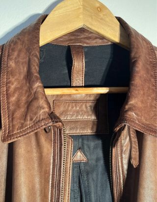Chaqueta de piel Massimo Dutti Marrón