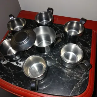 Set caffè acciaio zuccheriera anni '70