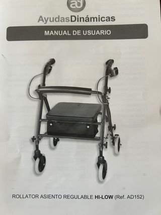 Andador 4 ruedas con freno y cesta. Plegable.