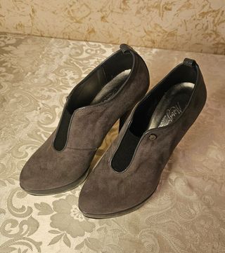 Scarpe MNG n.39 grigie tacco 12 vera pelle plateau