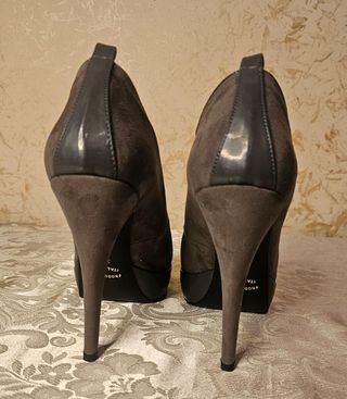 Scarpe MNG n.39 grigie tacco 12 vera pelle plateau