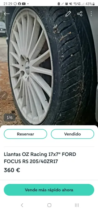 Llantas OZ Racing 17x7" FORD FOCUS RS 205/40ZR17