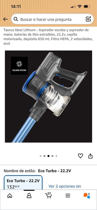 Aspiradora Taurus Ideal Lithium Inalámbrica