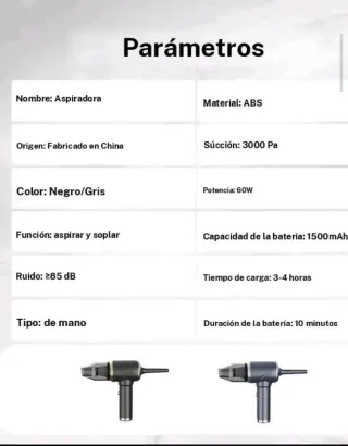 Aspirador Portátil Negro y Dorado