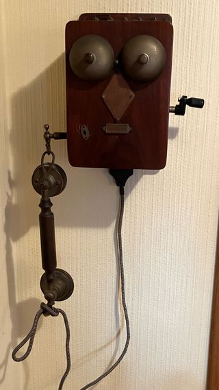 Teléfono Pared Antiguo Madera y Metal