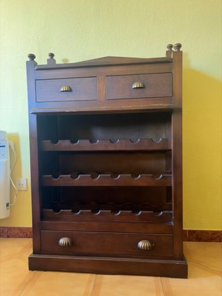 Mueble Bar Botellero Madera con Cajones