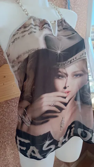Top tirantes cadena estampado mujer