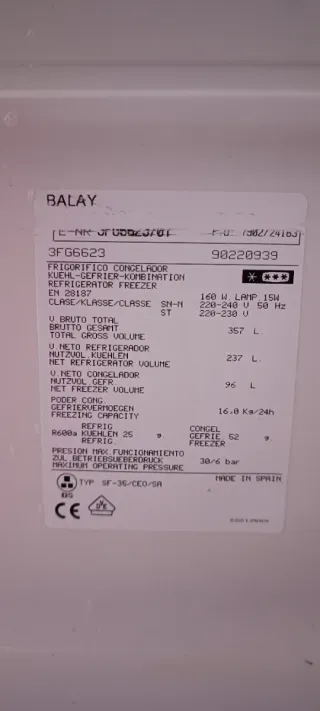 Frigorífico Balay Greenfresh