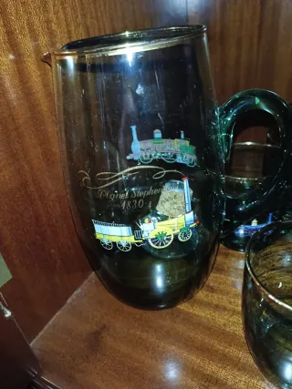 Jarra y 6 Tazas Vintage Locomotoras Stephenson