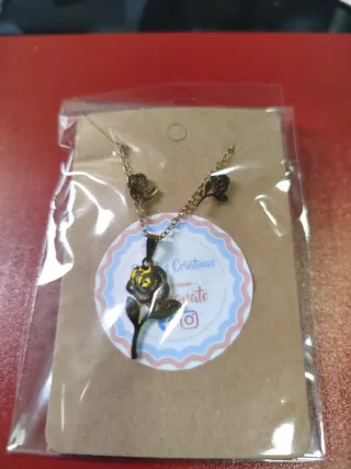 Conjunto Colar e Brincos Rosa Dourado