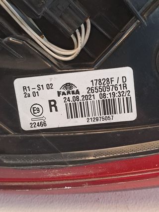 PILOTO TRASERO DERECHO RENAULT CLIO V 661222