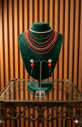 Gargantilla y cadenas con medalla de la Virgen del
