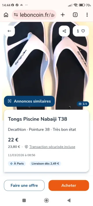 Chanclas hombre, de la marca Nabaiji del decathlon
