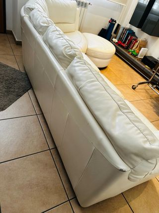 Sofá Natuzzi de Piel Blanco