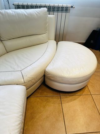 Sofá Natuzzi de Piel Blanco