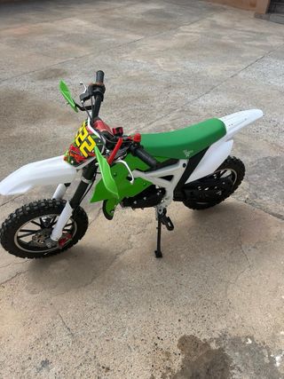 Mini Moto Enduro Infantil Verde y Blanca