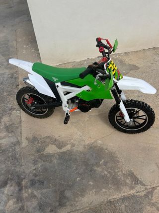 Mini Moto Enduro Infantil Verde y Blanca