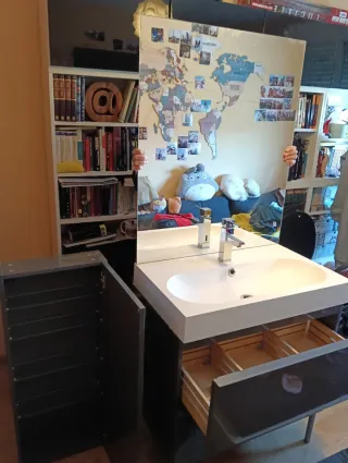 Conjunto mueble Godmorgon Ikea baño color gris