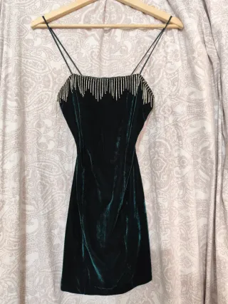 Vestido Terciopelo Verde Zara