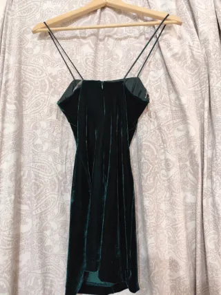 Vestido Terciopelo Verde Zara