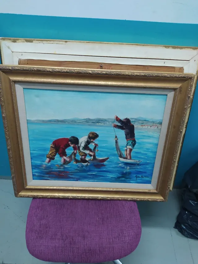 Pintura al óleo de mujer con jaula