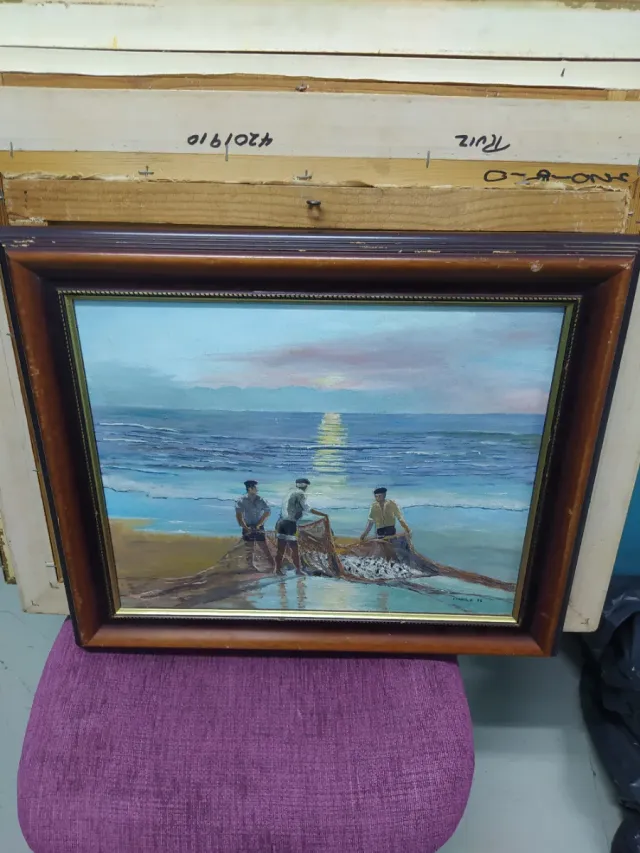 Pintura al óleo de mujer con jaula