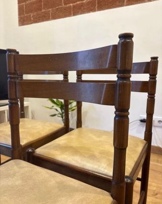 6 Sillas Comedor Madera y Piel Sintética