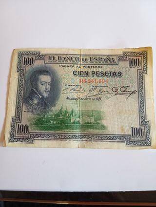 Billete 100 pesetas 1925 Felipe II