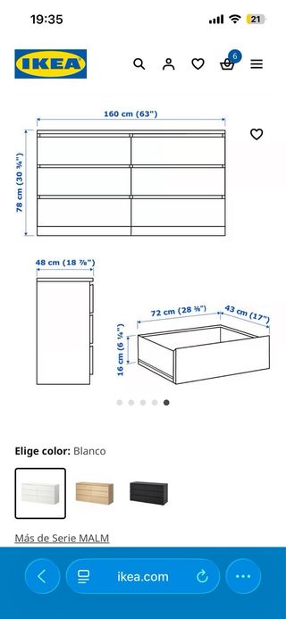 Cómoda Malm Ikea Blanca