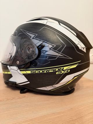 Casco Scorpion Negro Blanco Verde Moto