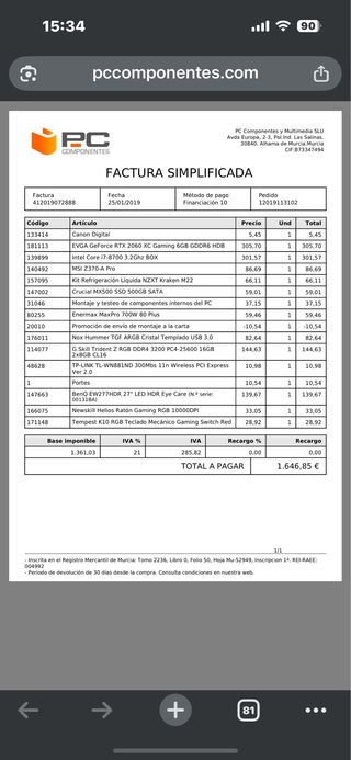 PC Gaming Hummer i7 + RTX 2060 + Monitor 27