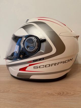 Casco Moto Scorpion Exo 500 Blanco/Gris/Rojo